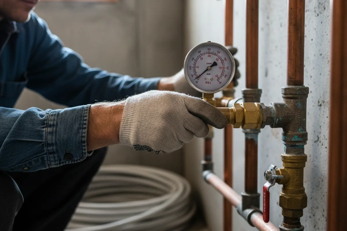 Pressure testing a repaired line during Water Line Repair in Islandia